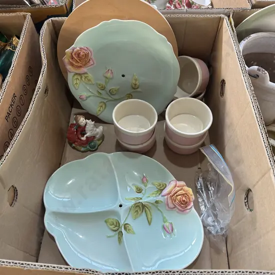 Royal Winton high tea plates, Stevens ramakins plus RD "home again" figure etc.