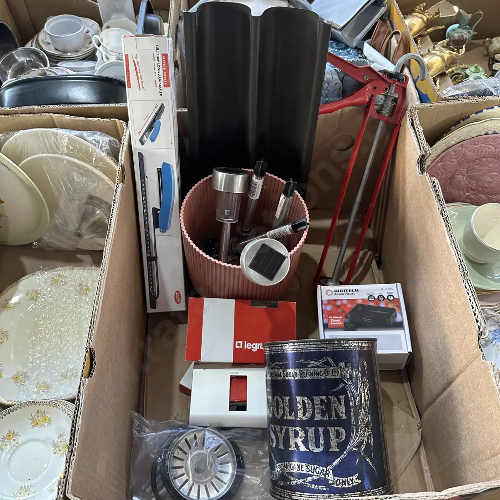 Solar lights and planters, chalking gun, long arm stapler etc. Image 1++