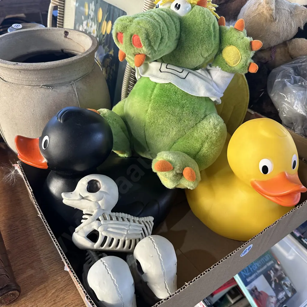 Box lot of soft toy plus two rubber duckies etc. Image 1++