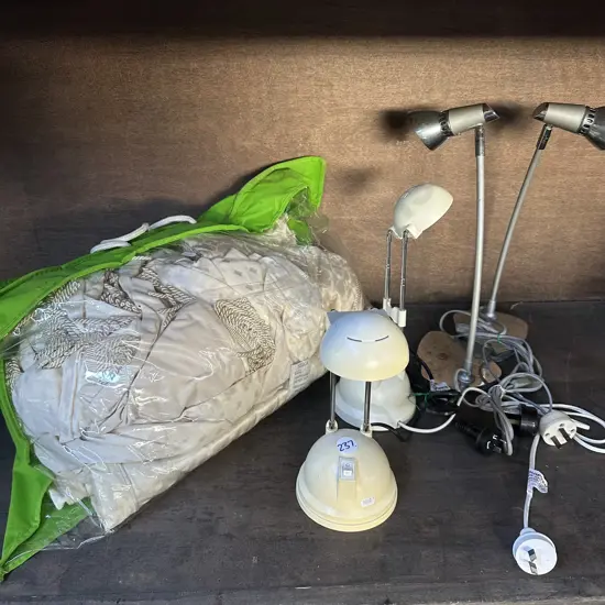 bedding and lamps
