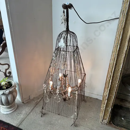 Wire birdcage chandelier - working