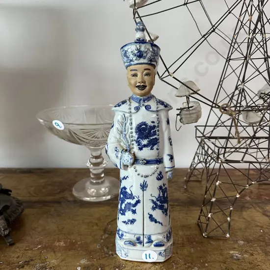 Chinese emperor ceramic figure 37cm stamped underneath