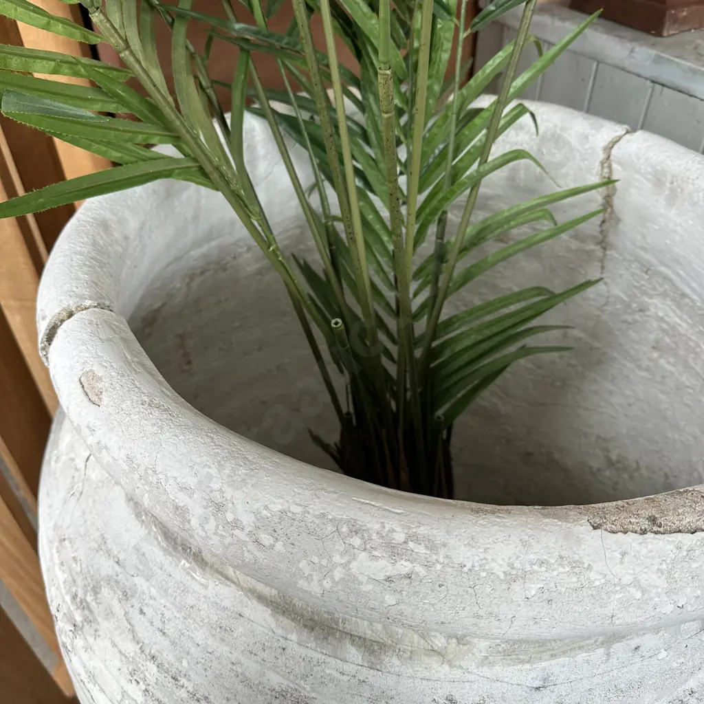 large Egyptian terracotta pot   - damage, plus fake  palm Image 1++