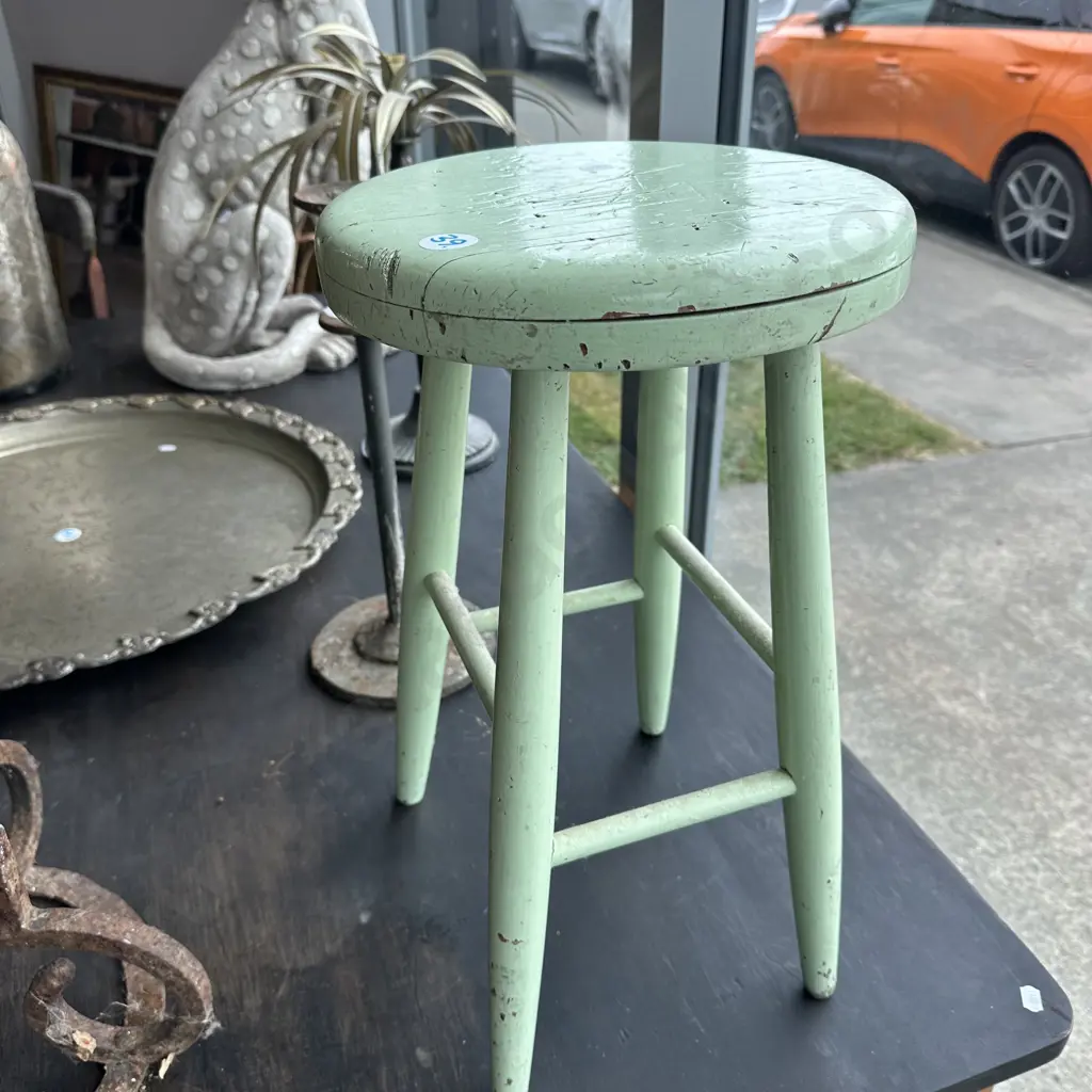 Mint Green wooden stool Image 1++