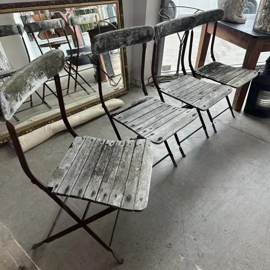 set 4 French antique folding chairs