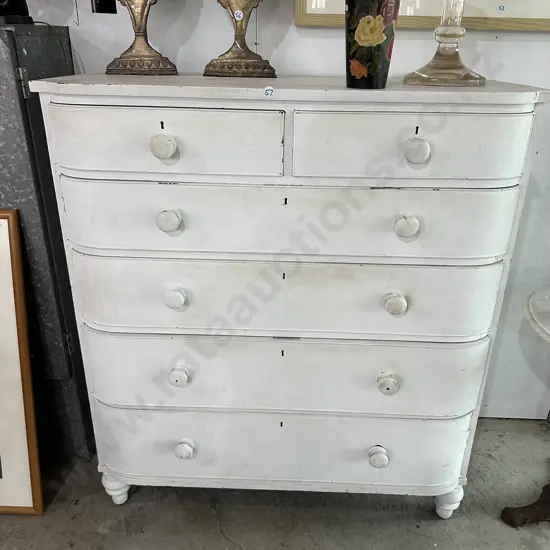 Antique Bow front Kauri chest drawers