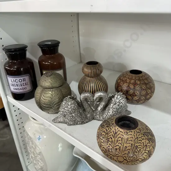 glass jars plus wooden candle etc