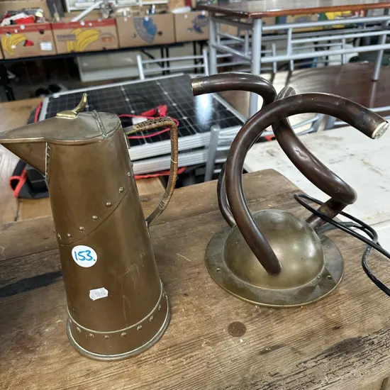 WMF jug plus unusual brass/copper light fitting - as is
