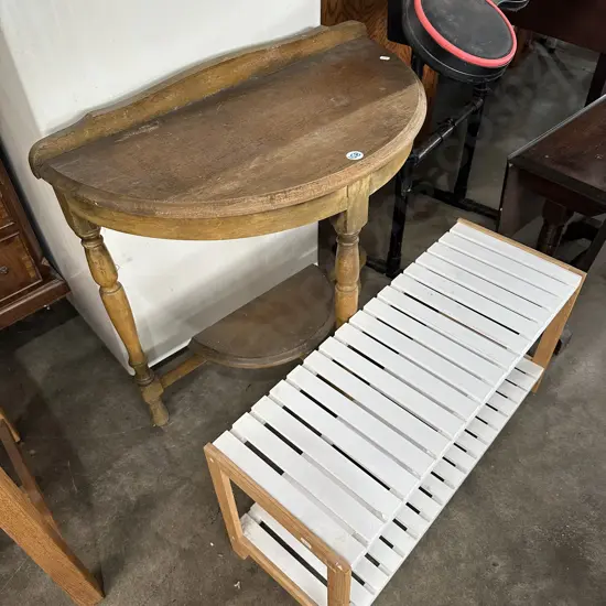 shoe rack and half round table