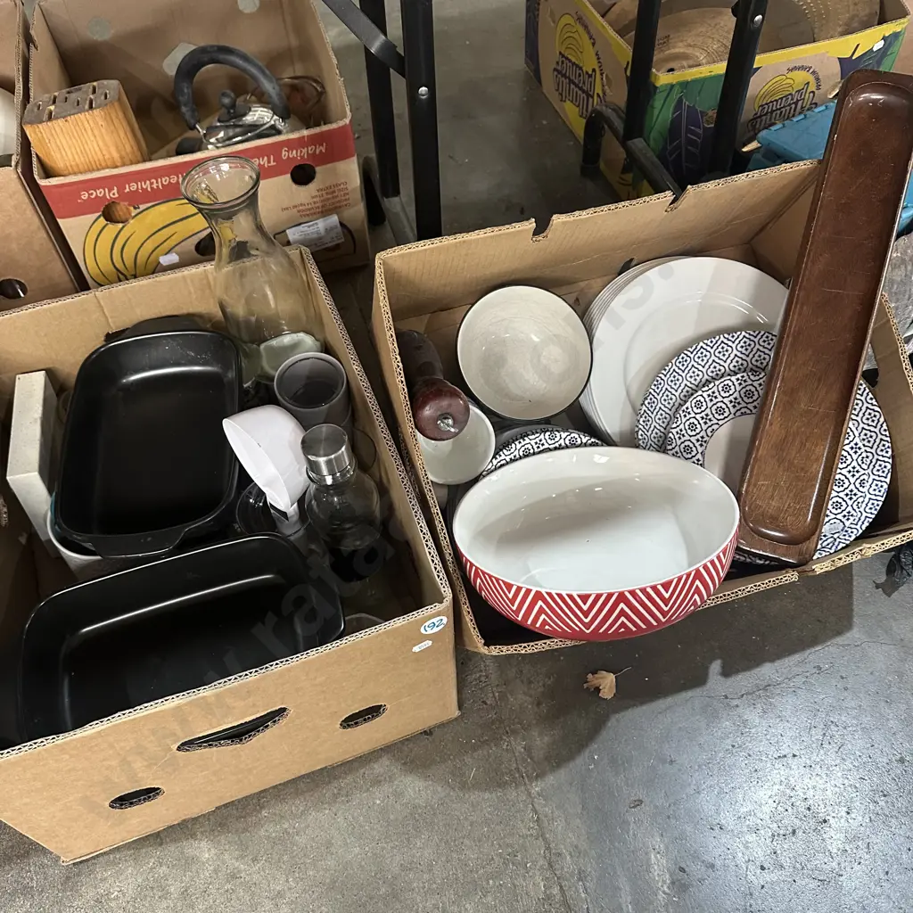 Two boxes dinnerware including KitchenAid, Churchill and Kate Reed etc. Image 1++