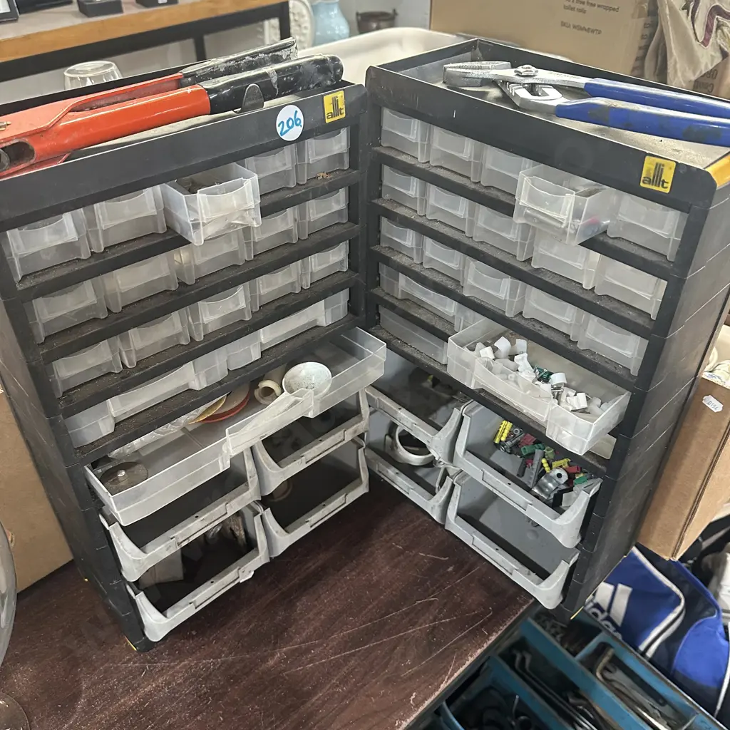 Hardware drawers and contents plus two tools. Image 1++