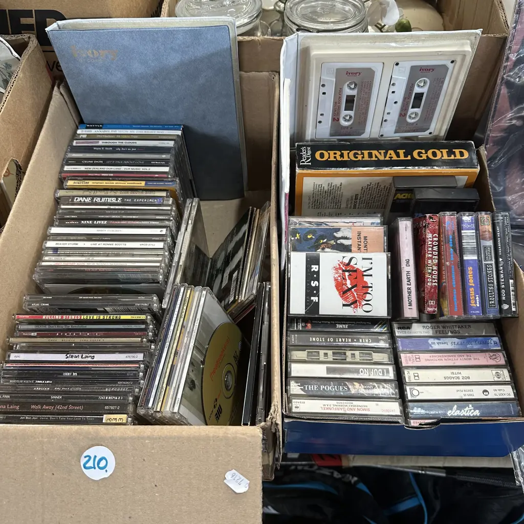 Two boxes tapes and CDs Image 1++