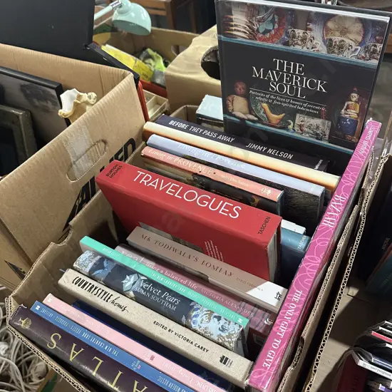 Box of homewares books etc.