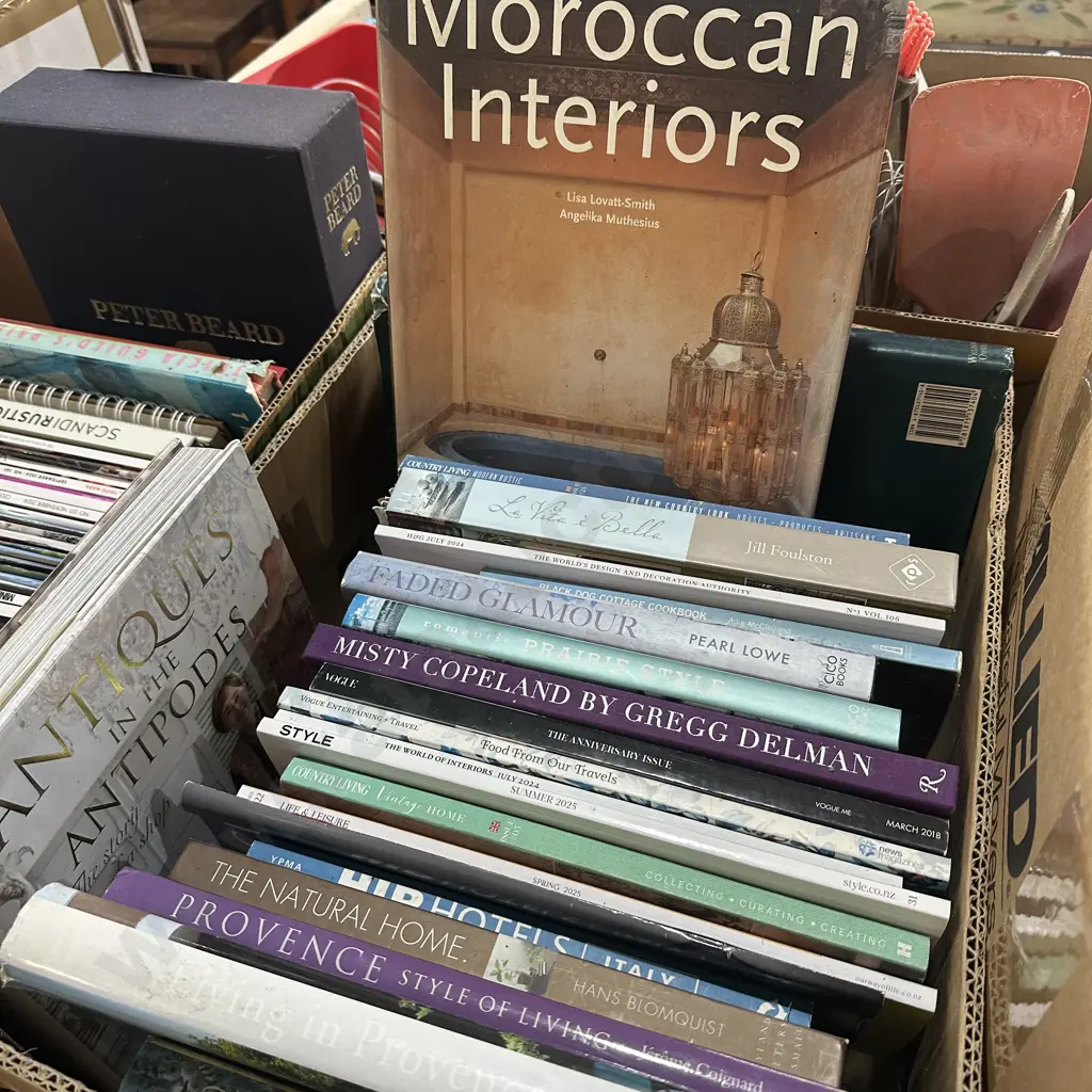 Box of Style books including Moroccan interiors etc. Image 1++