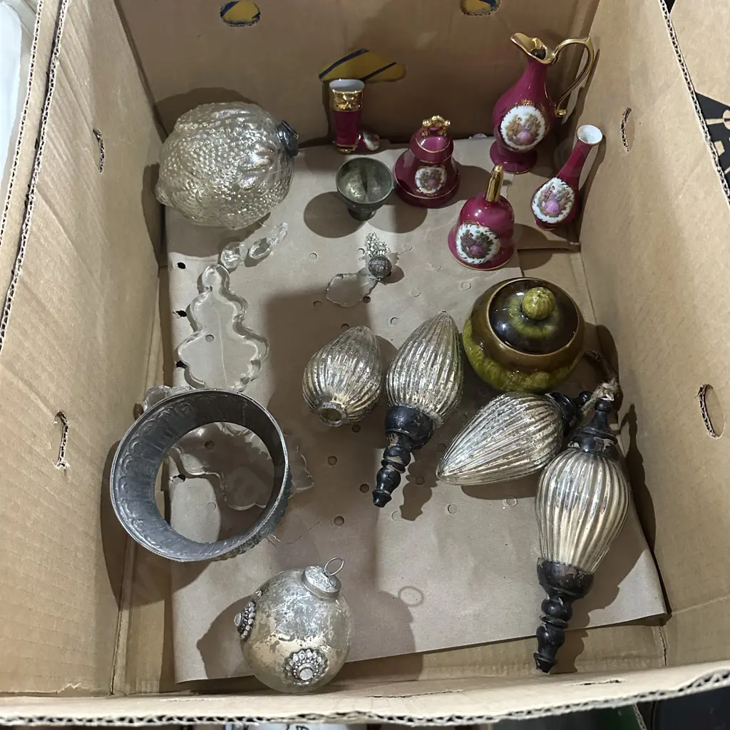 Box lot of Limoges porcelain bells and ornaments etc. Image 1++
