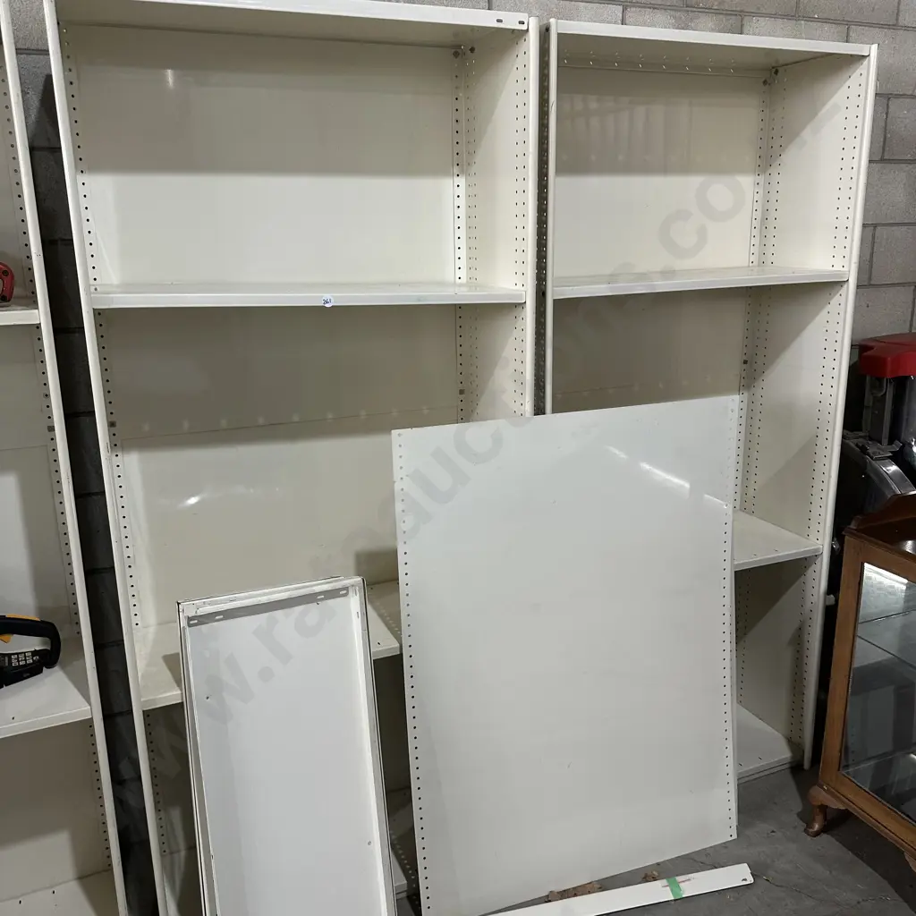 Three bays of metal shelving. Image 1++