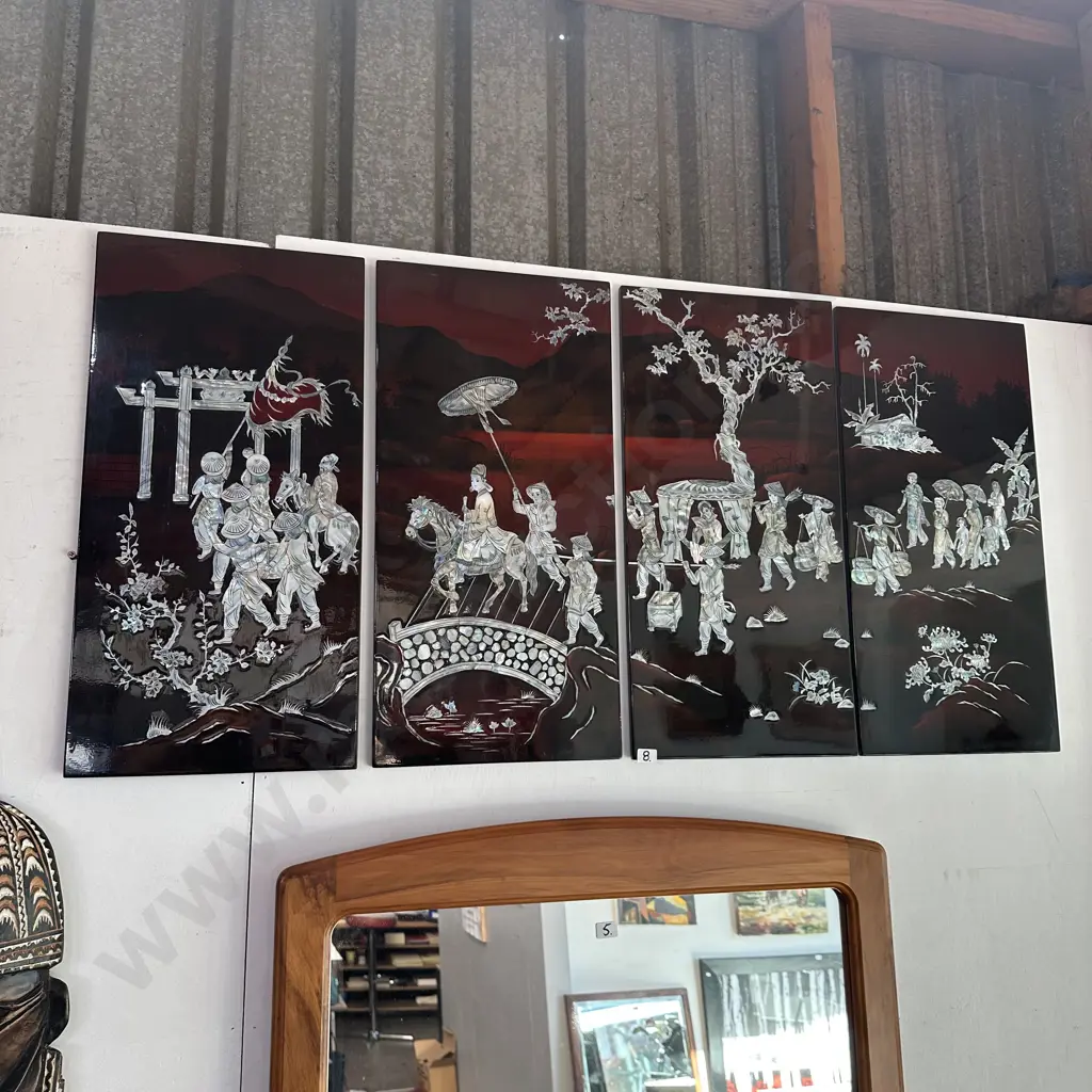 mother of pearl and lacquer oriental panels Image 1++