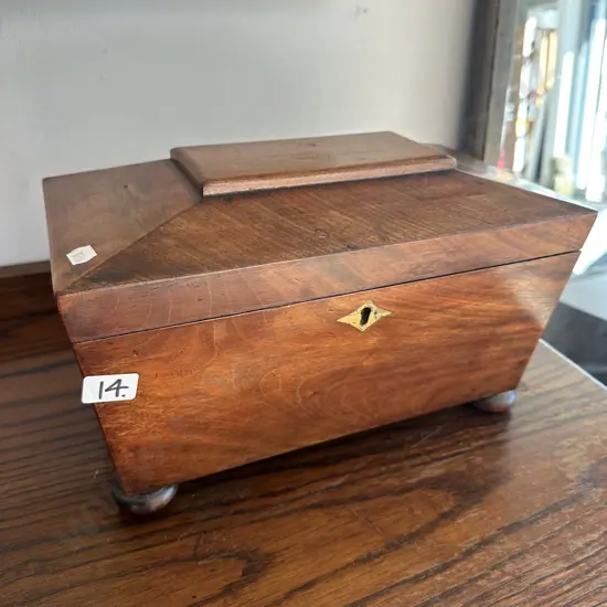 antique wooden tea caddy