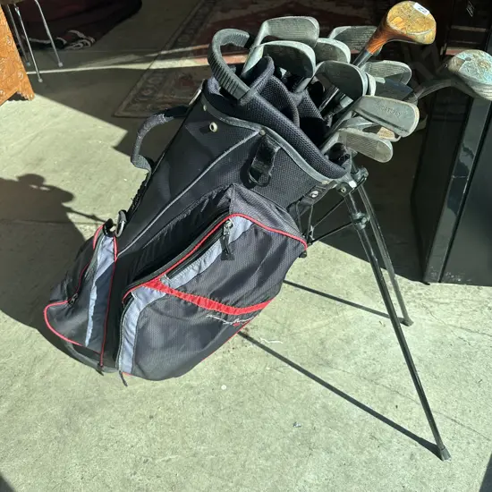 golf clubs and bag