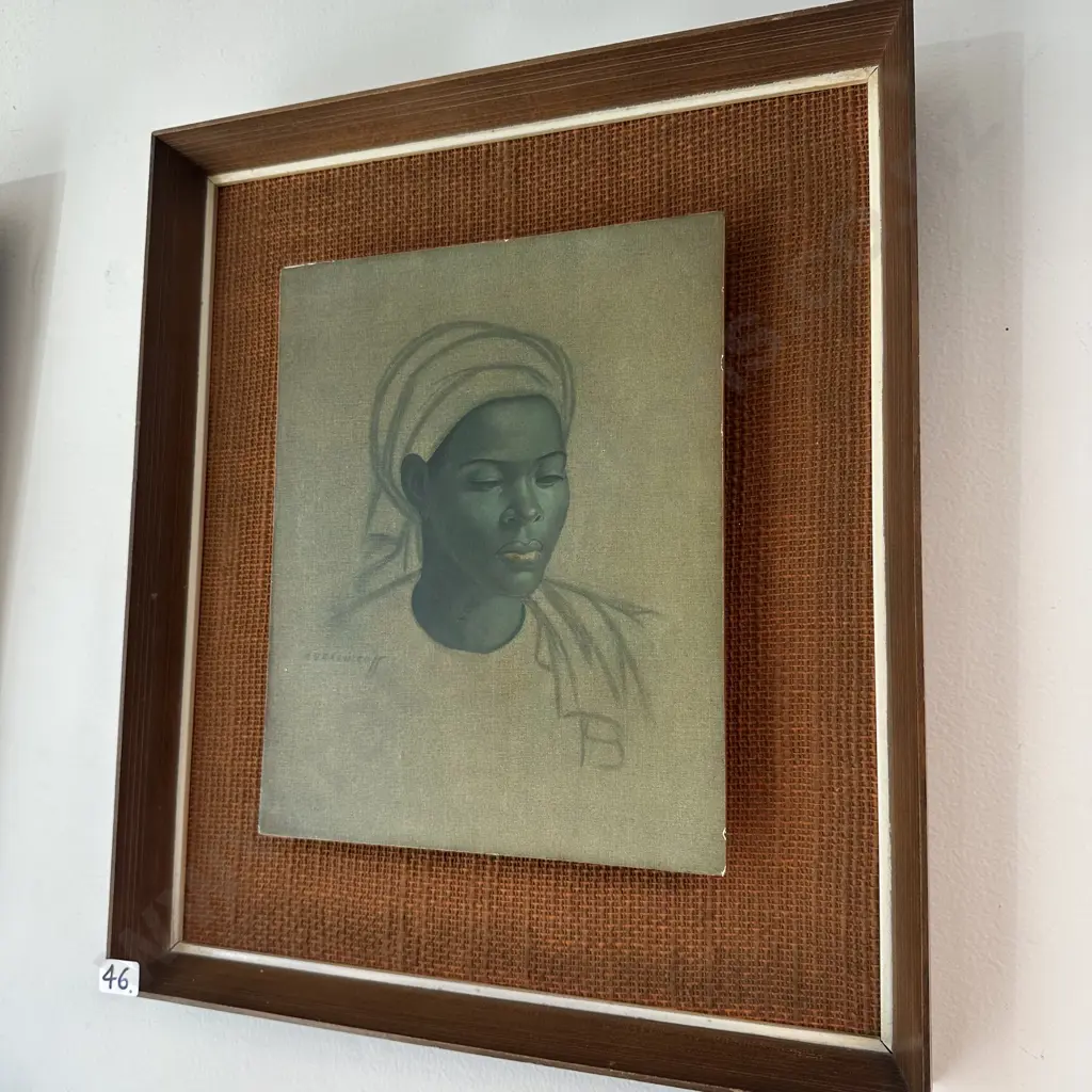 vintage "Basuto Girl" by Tretchikoff mounted in original frame Image 1++