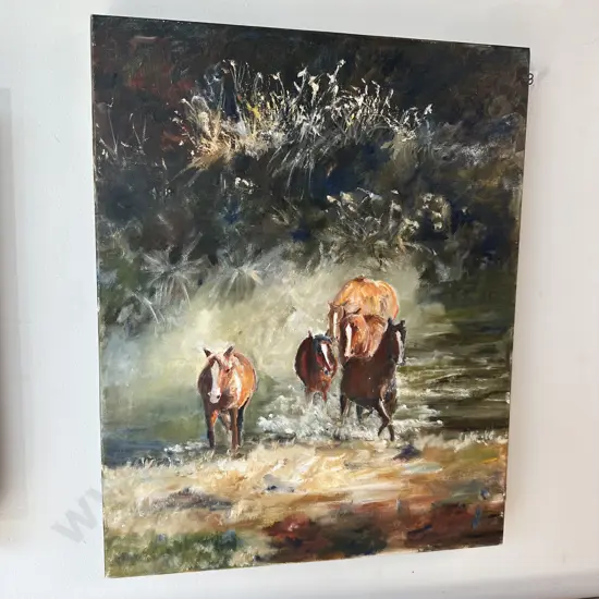 wild horses oil painting by S. Wilson