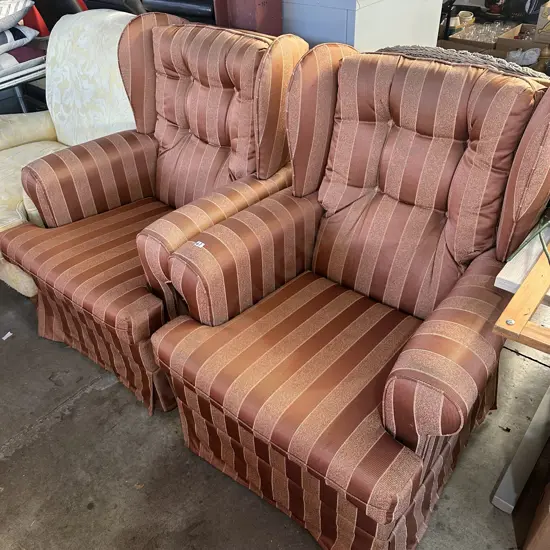 Pr wing back lounge chairs