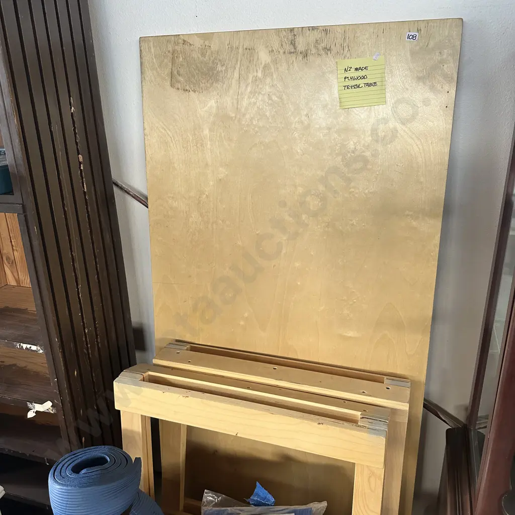 NZ made plywood trestle table Image 1++
