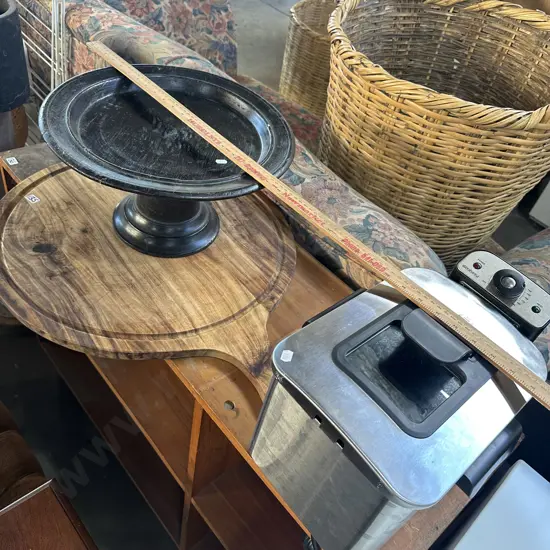 cheese plater, fruit bowl and ruler (plus tidy deep fryer)