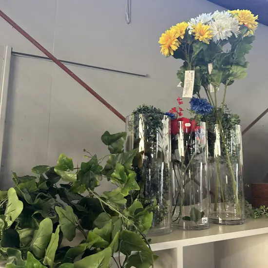 glass vases and flowers