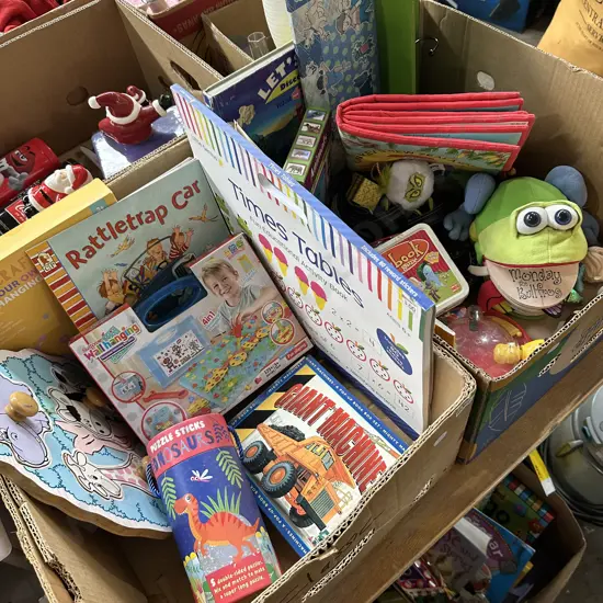 Two boxes childrens toys and books etc.