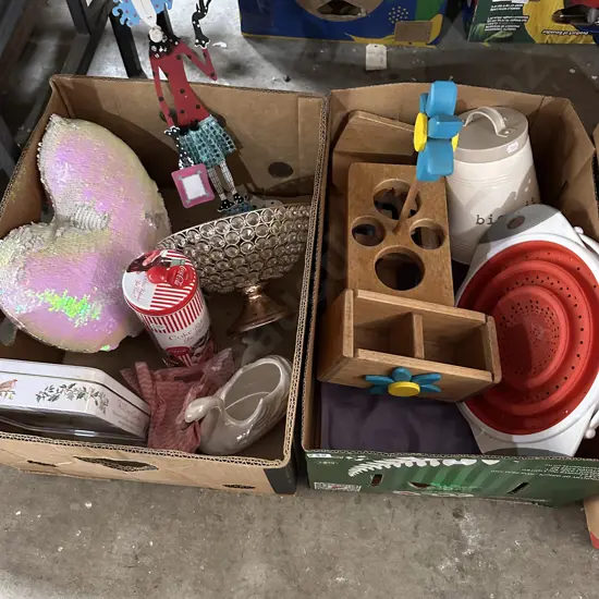 Two boxes of assorted items.