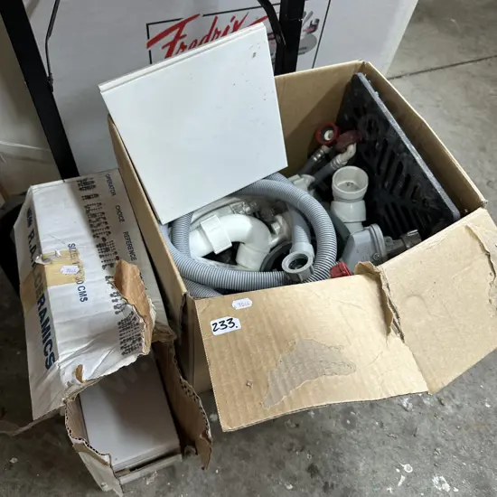White tiles and plumbing items etc.