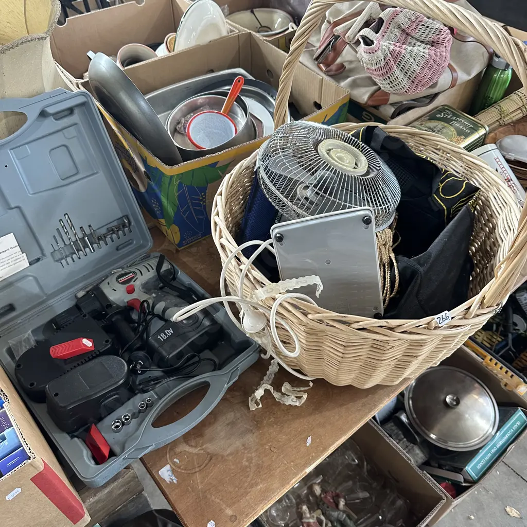 Large basket, fan, 18v cordless drill etc. Image 1++