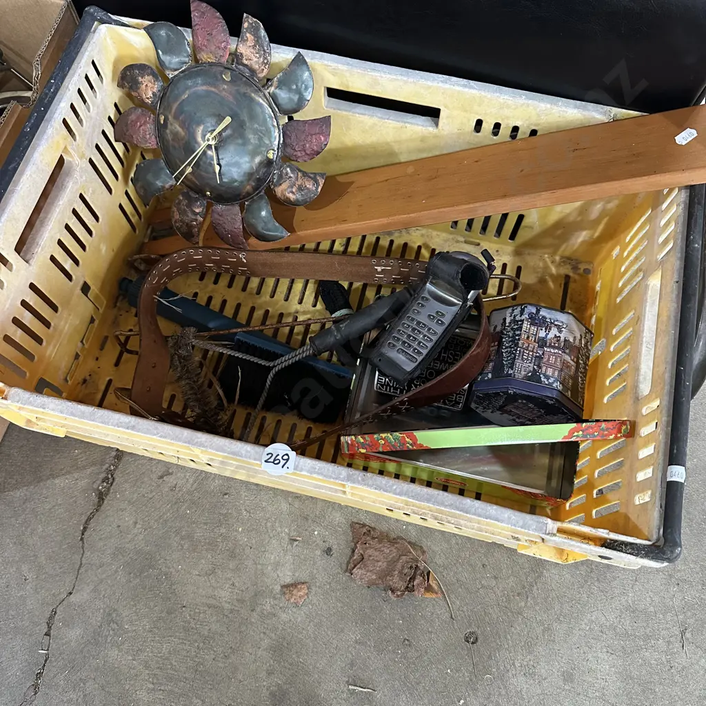 Vege bin with sun clock, belt and cellphone etc. Image 1++