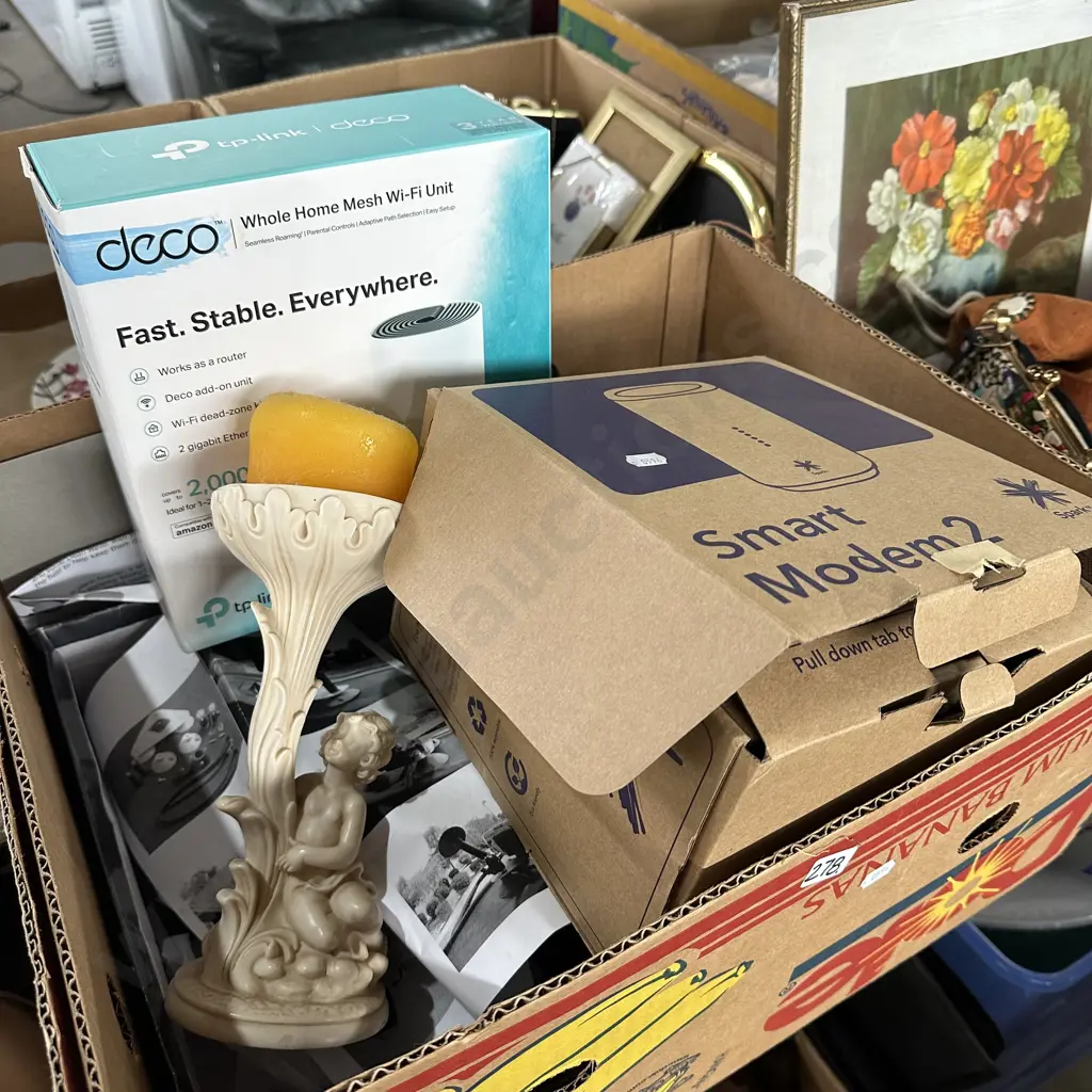 Three modem router Wi-Fi units plus Sticky Pod and cherub candle. Image 1++