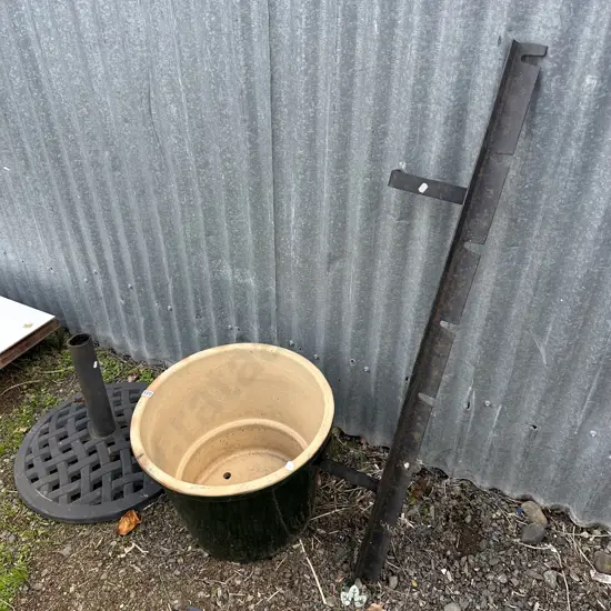 umbrella stand, pot and shed rack attachment