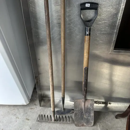 spade, rake, hoe