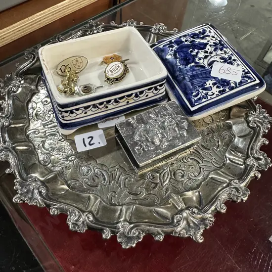 tray, trinket box, pins etc