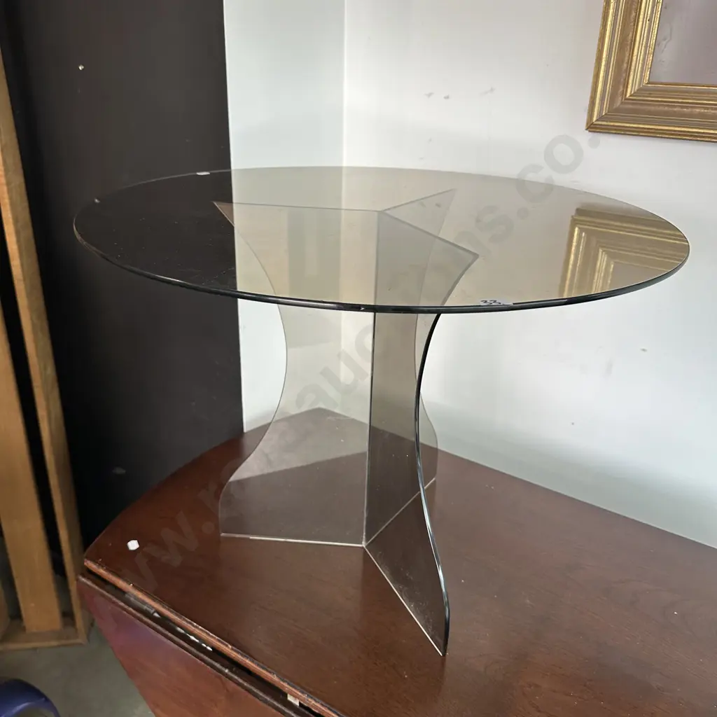 mid century smoked glass top table Image 1++