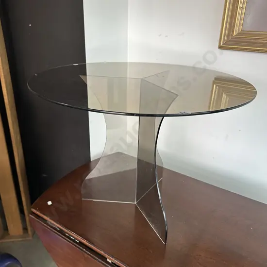 mid century smoked glass top table