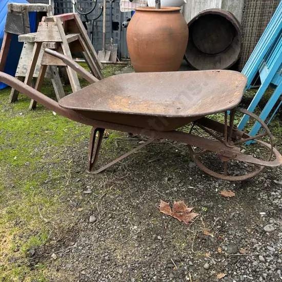 steel vintage wheel barrow
