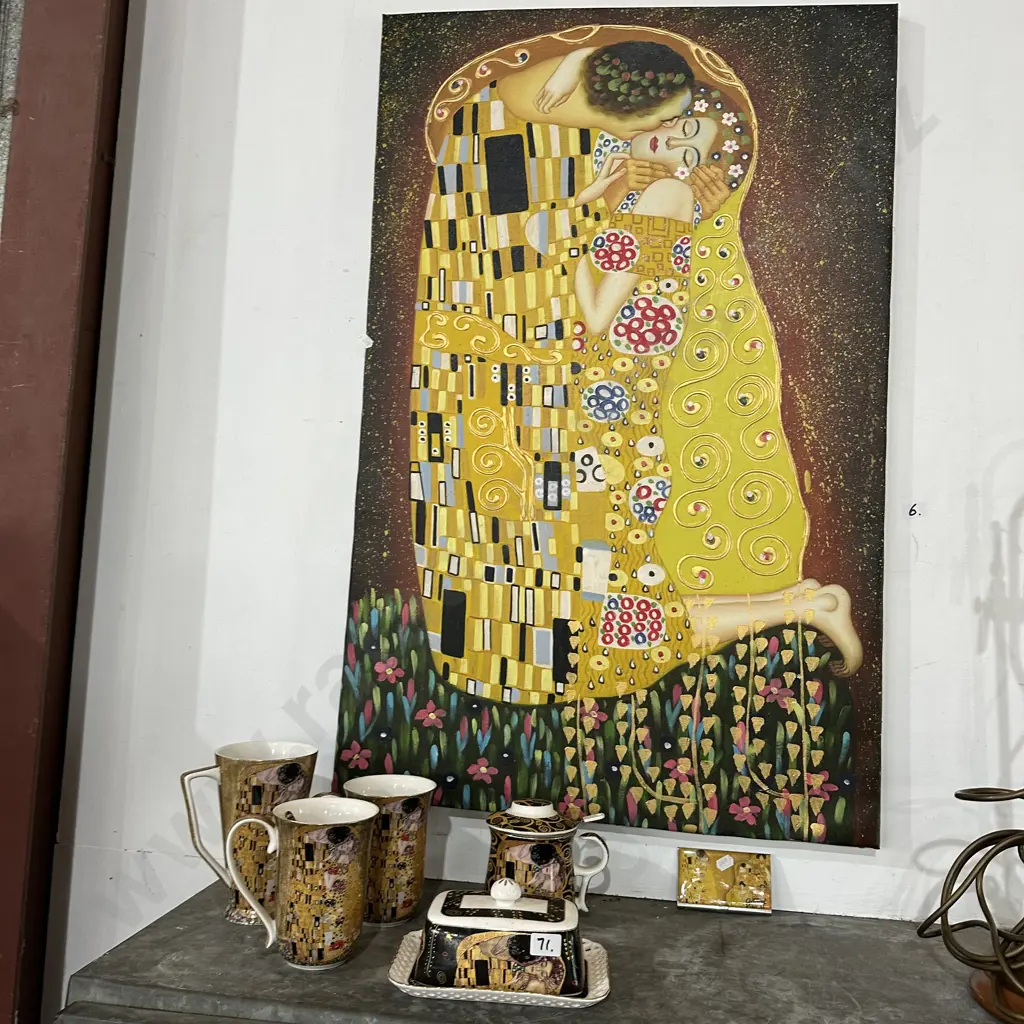 "The Kiss" picture, ceramics & cig case by Gustav Klimt Image 1++