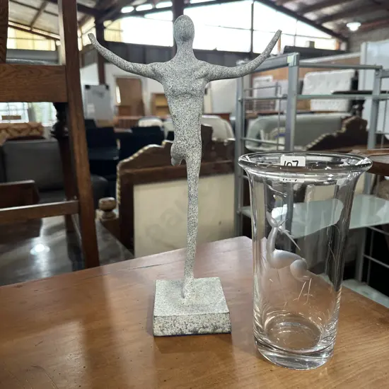 art deco glass vase plus jewelry stand