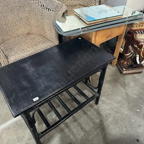 bamboo side table and mirrors