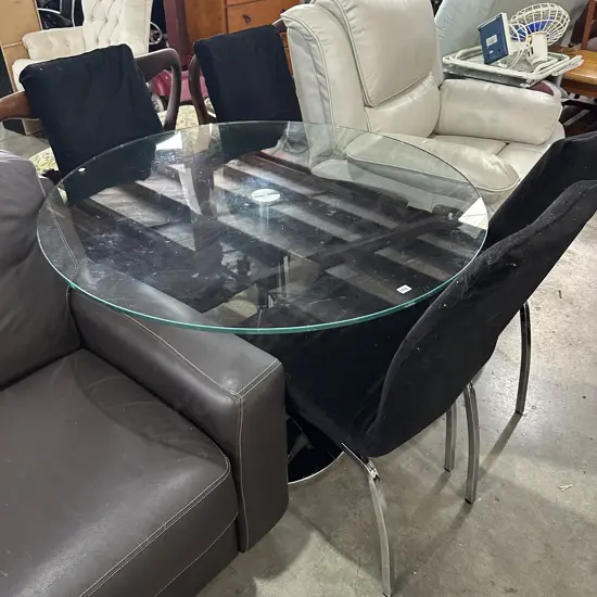 glass table and 4 chairs