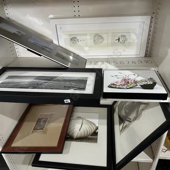 2 shelf lots asst art and photos