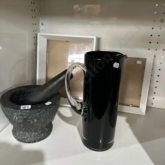 pestle morter, jug and frames