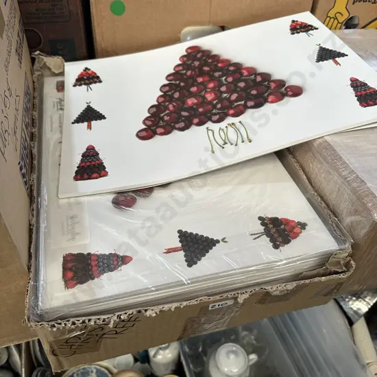 Box lot of "golly gosh" placemat pads.