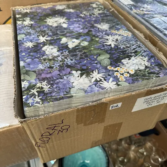 Box lot of "golly gosh" placemat pads.
