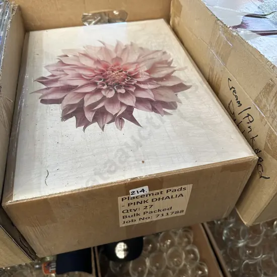 Box lot of "golly gosh" placemat pads.